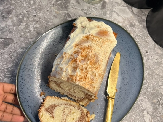 Cinnamon Swirl  Pound  Cake with Cream cheese frosting