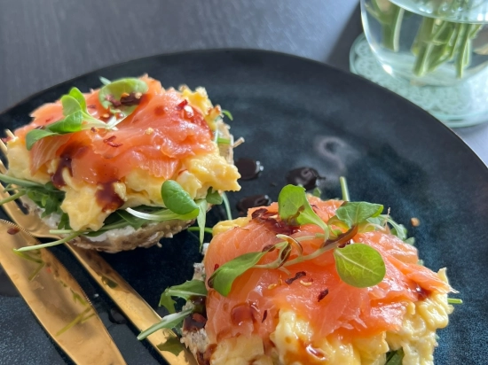 Smoked Salmon and Scrambled Egg Bagels