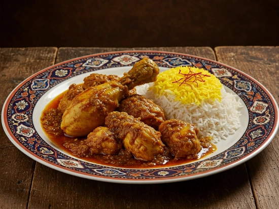 Rice with chicken stew