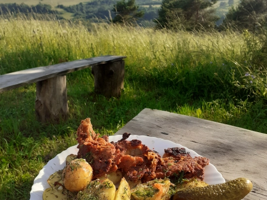 Chrupiące boczniaki z pieczonymi ziemniaczkami VEGAN