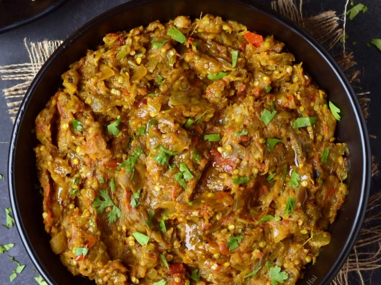 Baigan bharta( Smashed spicy eggplant)