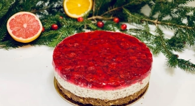 Sernik straciatella z malinami i nutellą o średnicy 24cm